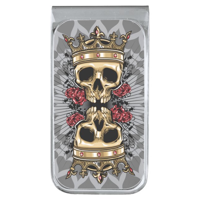 Skull and Roses Money Clip (Front Vertical)