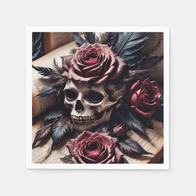 Skull and Roses Napkins (Front)
