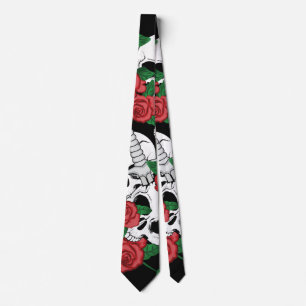 Skull and Roses Neck Tie