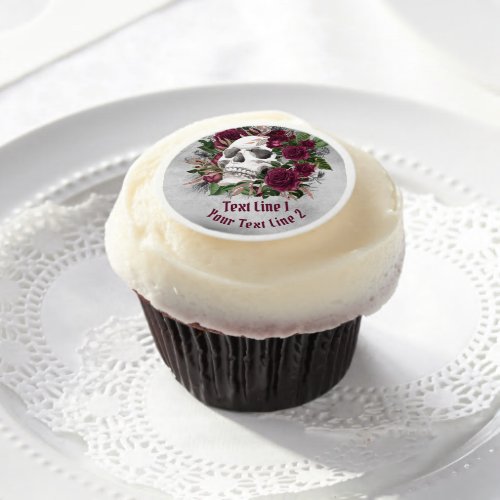 Skull and Roses Personalized Edible Frosting Rounds