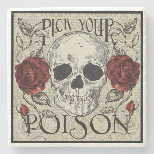 Skull and Roses Pick Your Poison  Coaster (Front)