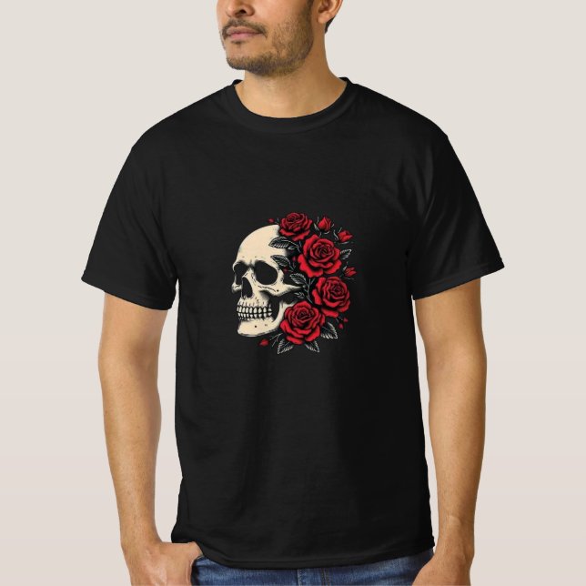 Skull and Roses Shirt – Gothic Art of Life & Death (Front)