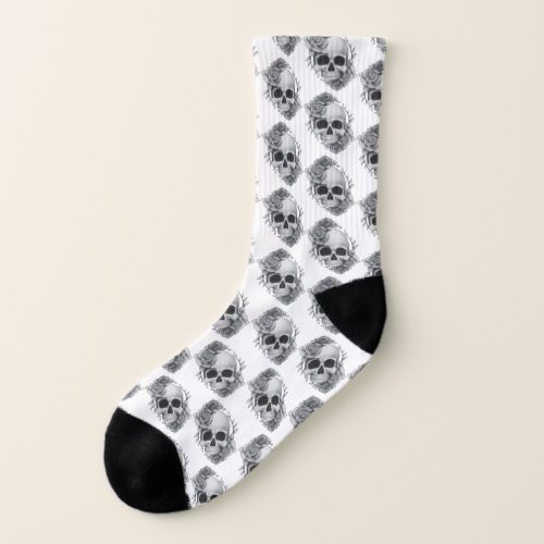 Skull and Roses Sketch Socks