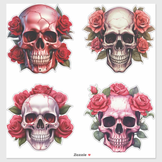 Skull and Roses Sticker (Sheet)