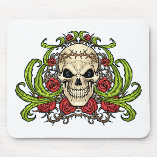 Skull and Roses with Crown Of Thorns by Al Rio Mouse Pad
