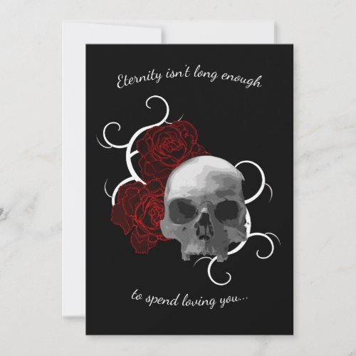 Skull and Roses with Thorns Goth Wedding Invitation
