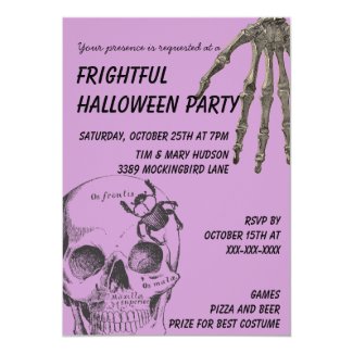 Skull and Skeleton Hand Halloween Card