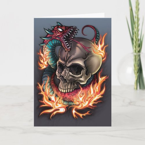 Skull and Snake Tattoo Card