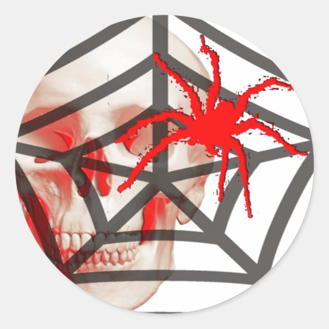 Skull and Spider Classic Round Sticker (Front)