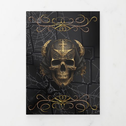 Skull and Spider Web Halloween Party Invitation