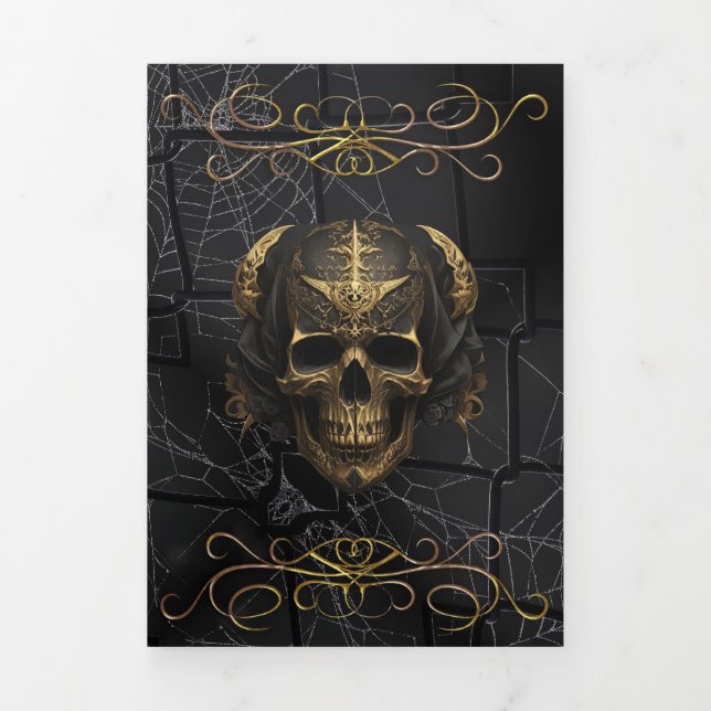 Skull and Spider Web Halloween Party Invitation (Cover)