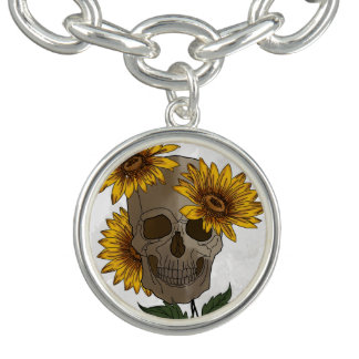 Skull and Sunflowers Bracelet