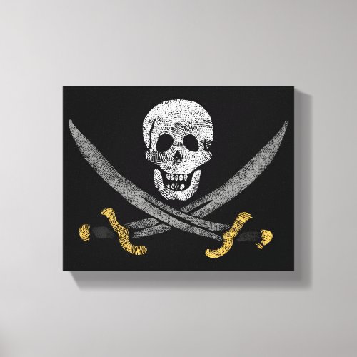 Skull and Swords Jolly Roger Pirate Flag Canvas Print