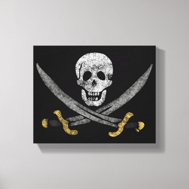 Skull and Swords Jolly Roger Pirate Flag Canvas Print (Front)