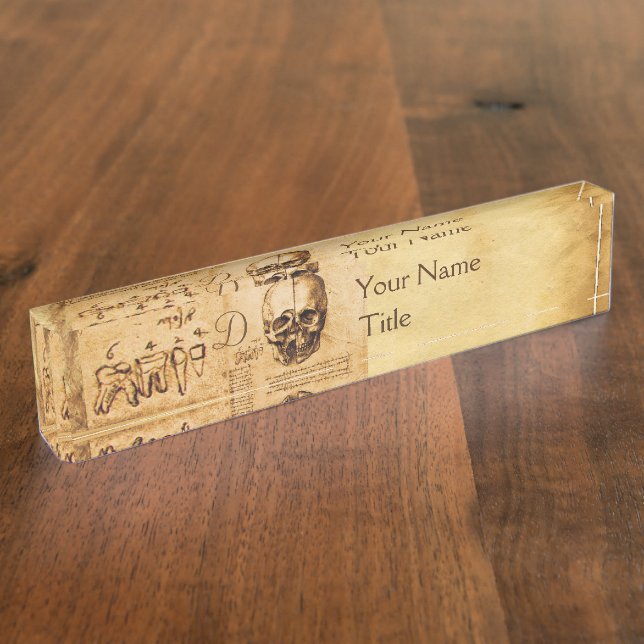 SKULL AND TEETH ,DENTAL CLINIC,DENTIST MONOGRAM NAME PLATE (Side)