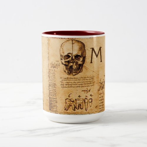 SKULL AND TEETH DENTAL CLINIC DENTIST Monogram Two_Tone Coffee Mug