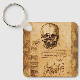 SKULL AND TEETH ,DENTAL CLINIC ,DENTIST Parchment Keychain