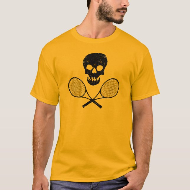 Skull and Tennis Racquets T-Shirt (Front)