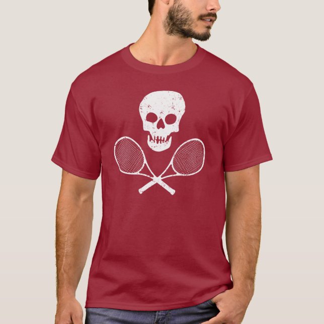 Skull and Tennis Racquets T-Shirt (Front)
