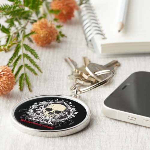 Skull and the ace of spades from playing cards keychain