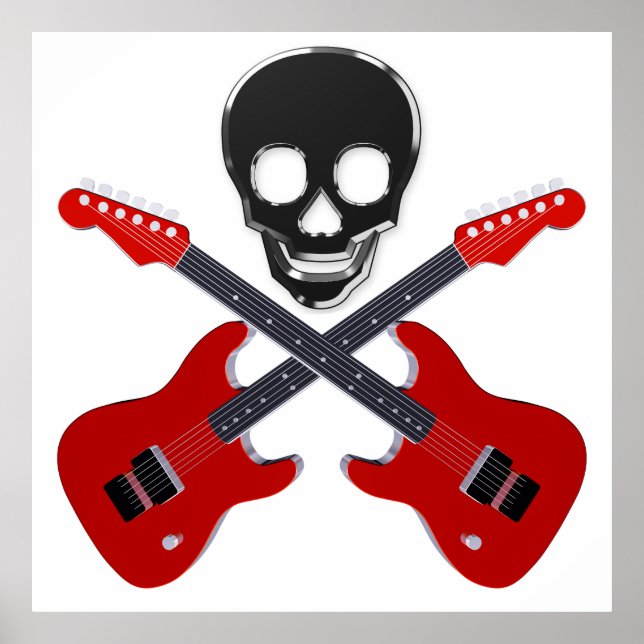 Skull and the crossed guitars poster (Front)