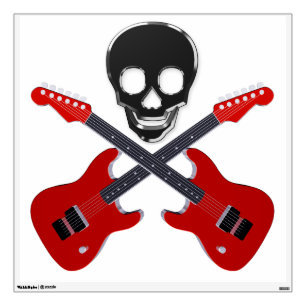 Skull and the crossed guitars wall sticker