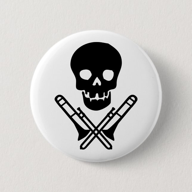 skull and trombones pinback button (Front)
