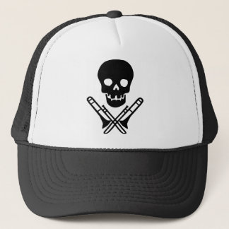 skull and trombones trucker hat
