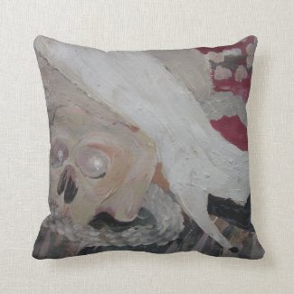 Skull and White Boot by Wendy C Allen Pillow