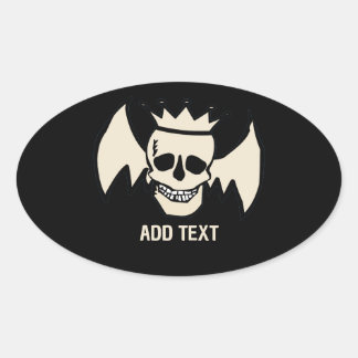 Skull and Wings, add text, Oval Sticker