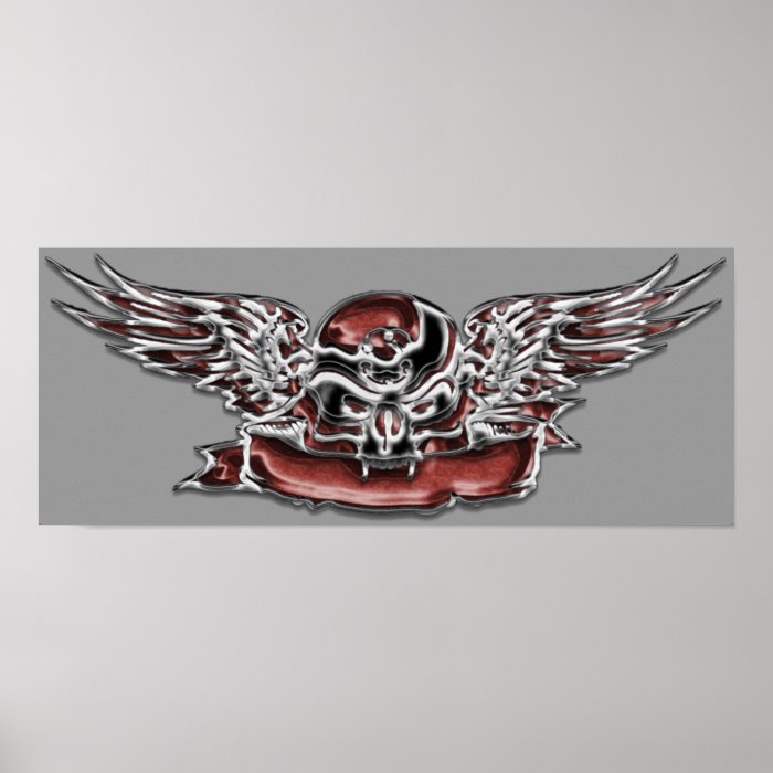 Skull and Wings Poster