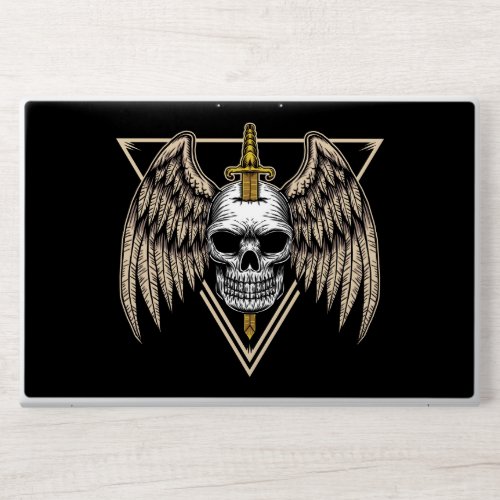 Skull Angel Wings and Sword HP Laptop Skin