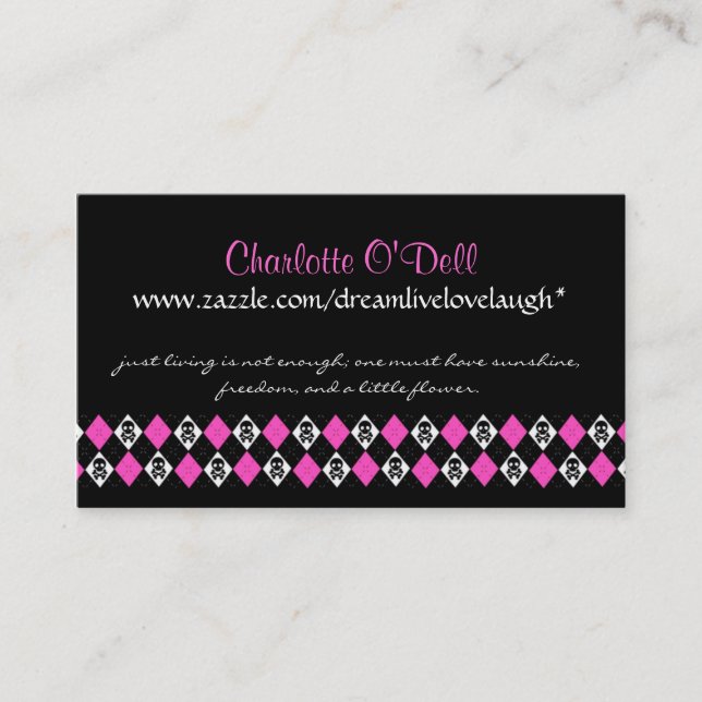 skull argyle; website marketing business card (Front)