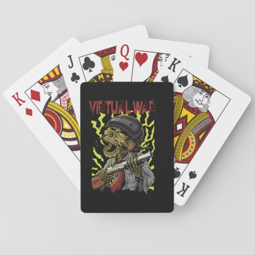 Skull army on virtual war playing cards