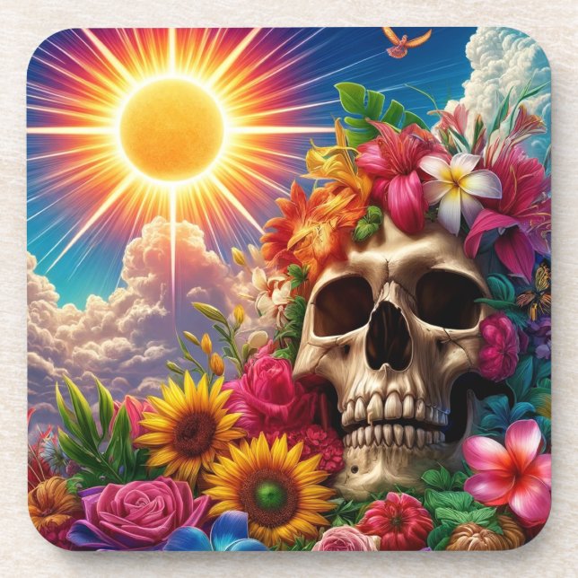 Skull Art Beverage Coaster (Front)