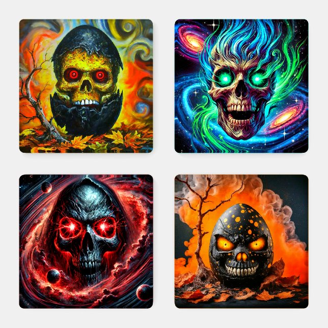 Skull Art Coaster Set (Set)