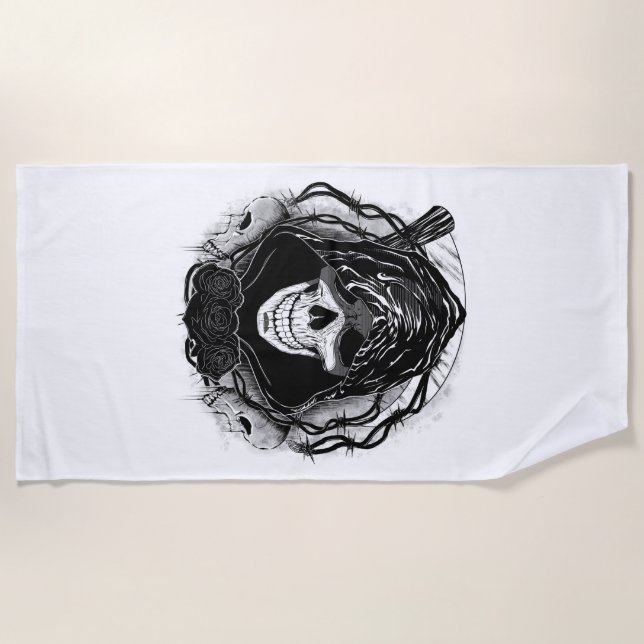 Skull art Design Beach Towel (Front)