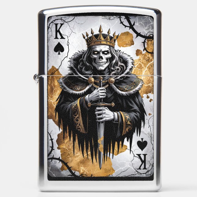Skull Art King of Spades - Gothic Playing Card Zippo Lighter (Front)