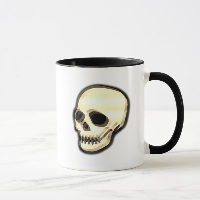 Skull Art Retro Vintage Duotone Design Mug (Right)