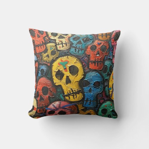 Skull Art Throw Pillow