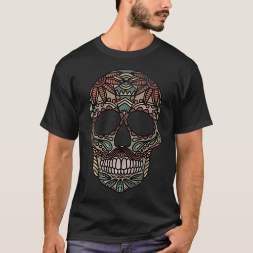 Skull Art Tribal Day of the Dead Dia de los Muerto T_Shirt