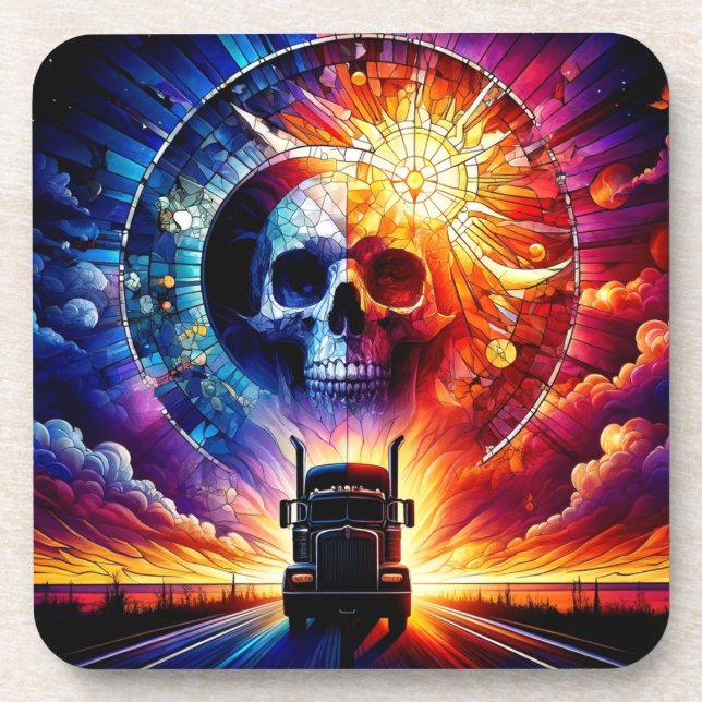 Skull Artwork Beverage Coaster (Front)