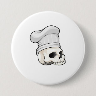 Skull as Cook with Chef hat Button