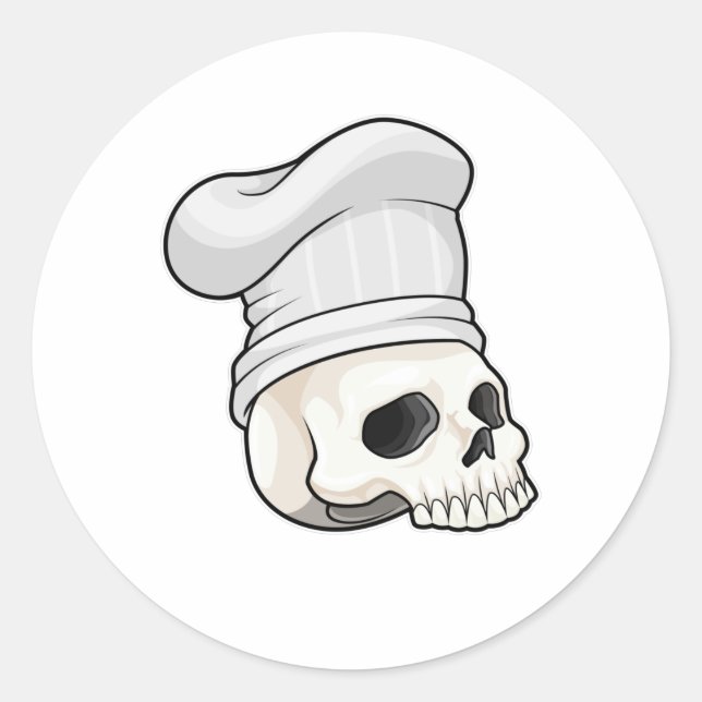 Skull as Cook with Chef hat Classic Round Sticker (Front)