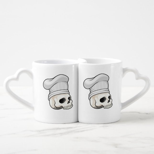 Skull as Cook with Chef hat Coffee Mug Set (Front Nesting)