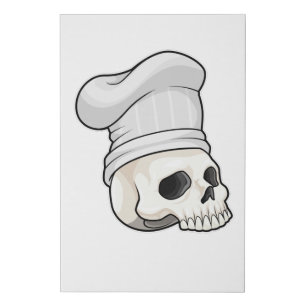 Skull as Cook with Chef hat Faux Canvas Print