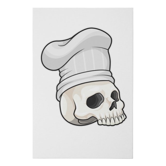 Skull as Cook with Chef hat Faux Canvas Print (Front)