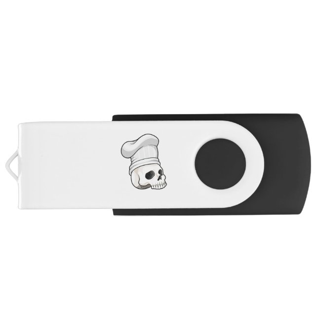 Skull as Cook with Chef hat Flash Drive (Back)