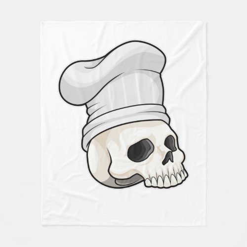 Skull as Cook with Chef hat Fleece Blanket