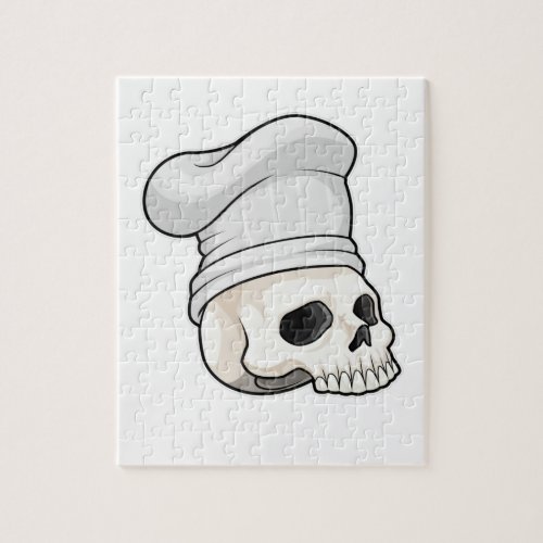 Skull as Cook with Chef hat Jigsaw Puzzle